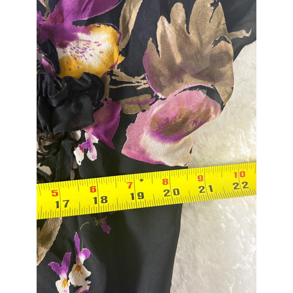 Adrianna Papell 100% Silk Floral Maxi Dress Dark Romantic Wedding Elegant Garden - Picture 8 of 8